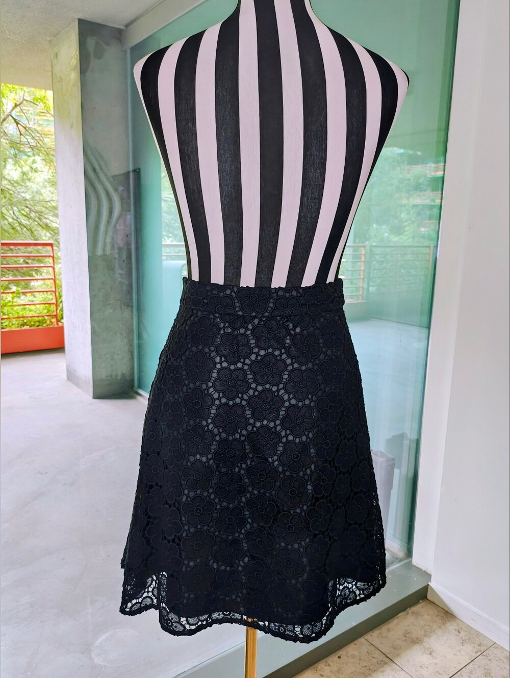 Kate Spade Black Lace Crochet A-line Skirt